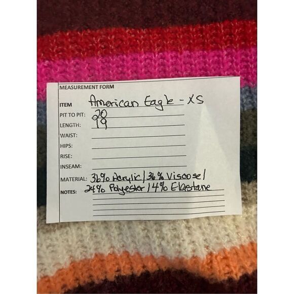 AE American Eagle Colorful Striped Knit Crew Neck Sweater Sz XS - Picture 6 of 6